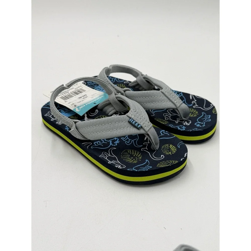 Reef Toddler Little Ahi Water Friendly Dino Flip Flop Boys Girls Size 10 New